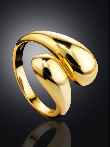 Stylish Modern Gold-Plated Silver Ring The Liquid, Ring Size: Adjustable, image , picture 2