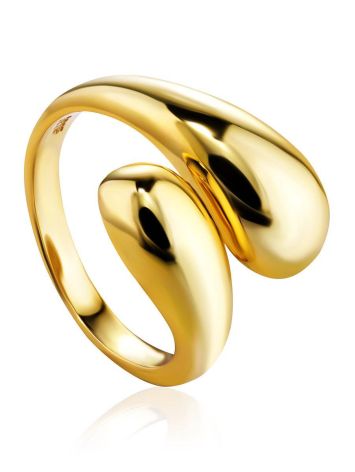 Stylish Modern Gold-Plated Silver Ring The Liquid, Ring Size: Adjustable, image 