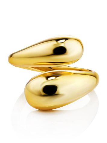 Stylish Modern Gold-Plated Silver Ring The Liquid, Ring Size: Adjustable, image , picture 3
