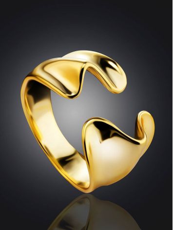 Designed Gold-Plated Silver Ring The Liquid, Ring Size: Adjustable, image , picture 2