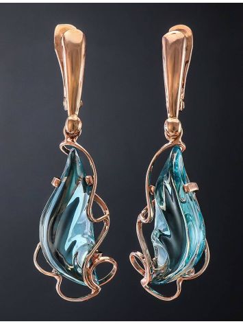 Gold-Plated Drop Earrings With Synthetic Topazes The Serenade, image , picture 2