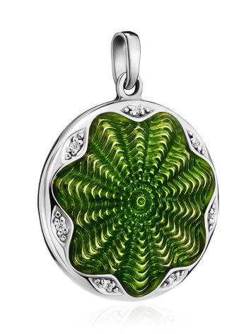 Green Enamel Round Pendant With Crystals The Heritage, image , picture 3