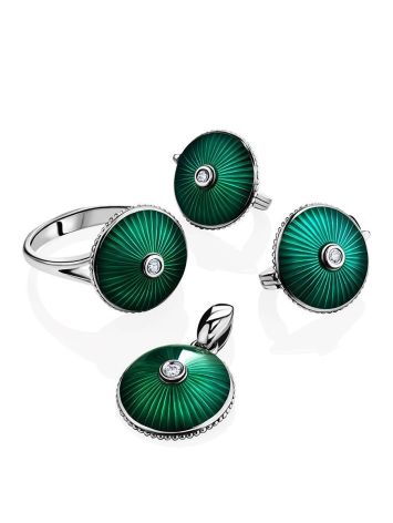 Green Enamel Round Pendant With Crystal The Heritage, image , picture 4