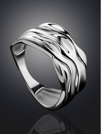 Wavy Textured Silver Band Ring, Ring Size: 6.5 / 17, image , picture 2
