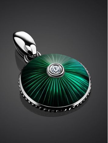 Green Enamel Round Pendant With Crystal The Heritage, image , picture 2