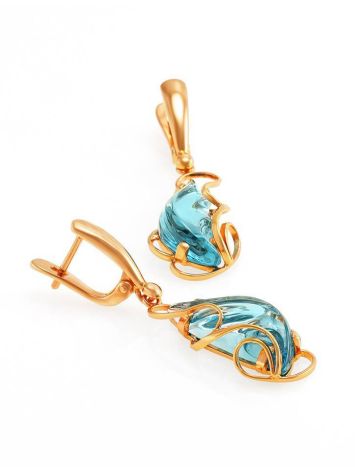 Gold-Plated Drop Earrings With Synthetic Topazes The Serenade, image , picture 4