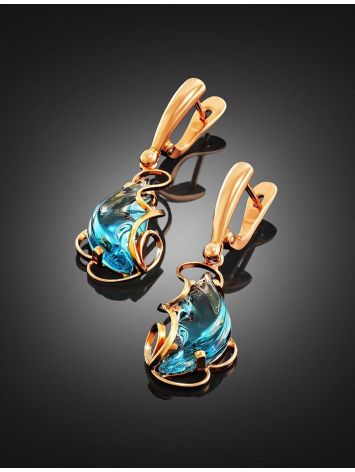 Gold-Plated Drop Earrings With Synthetic Topazes The Serenade, image , picture 3