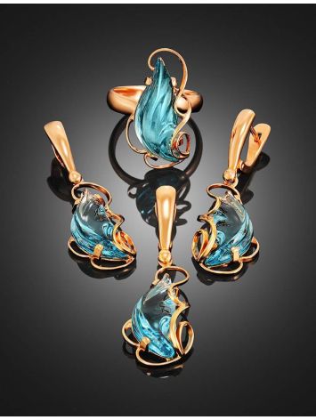 Gold-Plated Drop Earrings With Synthetic Topazes The Serenade, image , picture 5