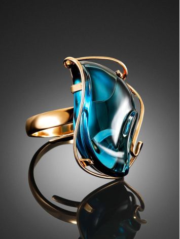 Bold Topaz Cocktail Ring In Gold The Serenade, Ring Size: Adjustable, image , picture 2