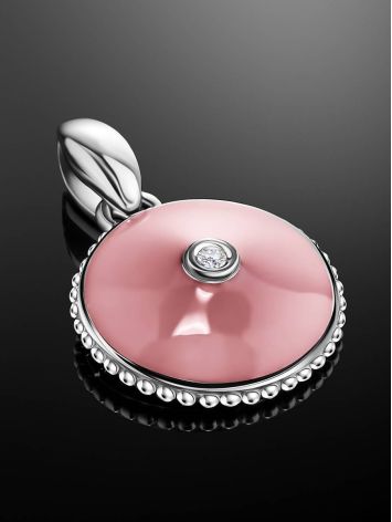 Pink Enamel Round Pendant With Diamond The Heritage, image , picture 2