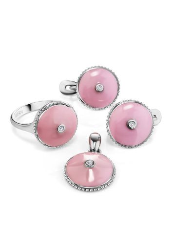 Pink Enamel Round Earrings With Diamonds The Heritage, image , picture 3