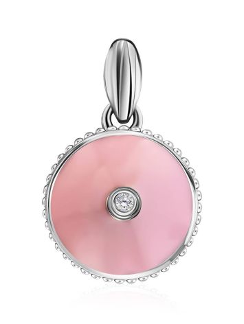Pink Enamel Round Pendant With Diamond The Heritage, image 