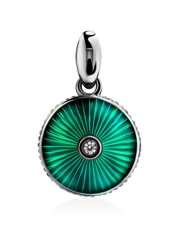 Green Enamel Round Pendant With Crystal The Heritage, image 
