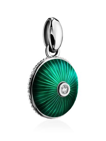 Green Enamel Round Pendant With Crystal The Heritage, image , picture 3