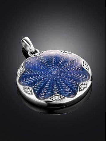 Round Silver Enamel Pendant With Crystals The Heritage, image , picture 2