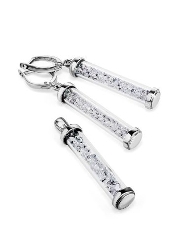 Silver Bar Dangles With Crystals The Ice, image , picture 4