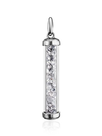Silver Bar Pendant With Crystals The Ice, image 