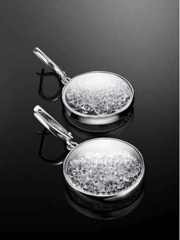 Round Silver Dangles With Dazzling Crystals The Ice, image , picture 2