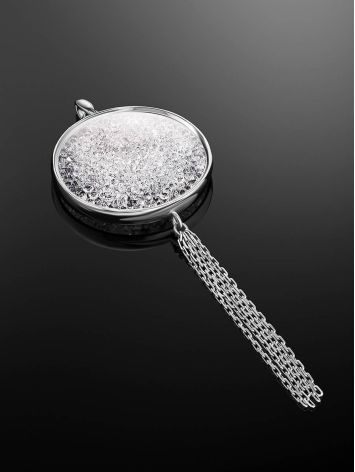 Round Silver Crystal Pendant With Chain Dangles The Ice, image , picture 2