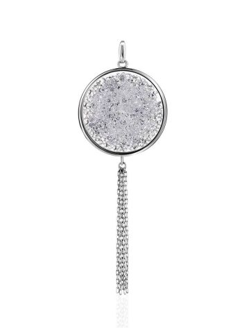 Round Silver Crystal Pendant With Chain Dangles The Ice, image 