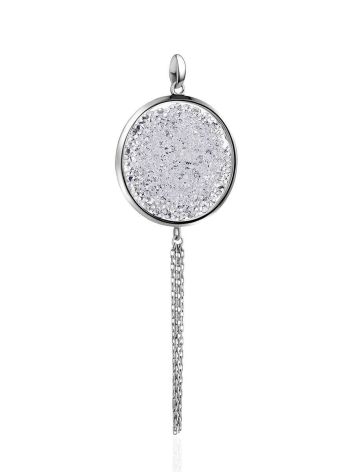 Round Silver Crystal Pendant With Chain Dangles The Ice, image , picture 4