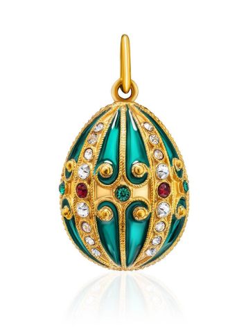 Bright Green Enamel Egg Shaped Pendant With Crystals The Romanov, image 