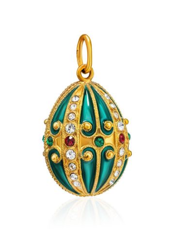 Bright Green Enamel Egg Shaped Pendant With Crystals The Romanov, image , picture 4