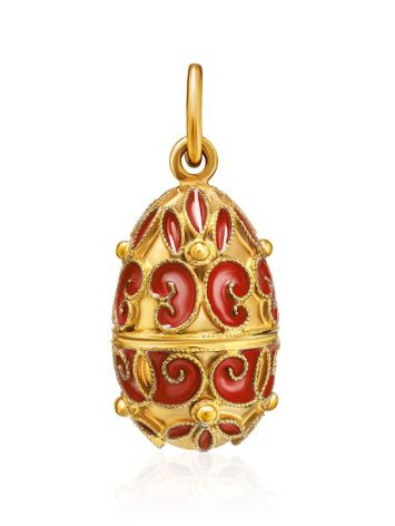 Filigree Handcrafted Egg Shaped Pendant With Red Enamel The Romanov, image , picture 4