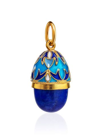 Blue Enamel Egg Shaped Pendant With Lapis Lazuli The Romanov, image , picture 4