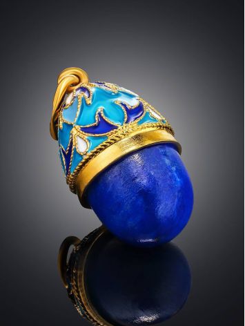 Blue Enamel Egg Shaped Pendant With Lapis Lazuli The Romanov, image , picture 2