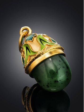 Gold Plated Egg Shaped Pendant With Jade And Green Enamel The Romanov, image , picture 2