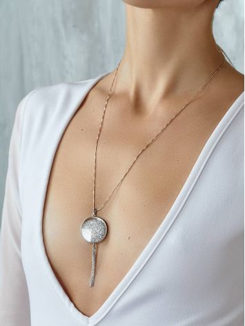 Round Silver Crystal Pendant With Chain Dangles The Ice, image , picture 3
