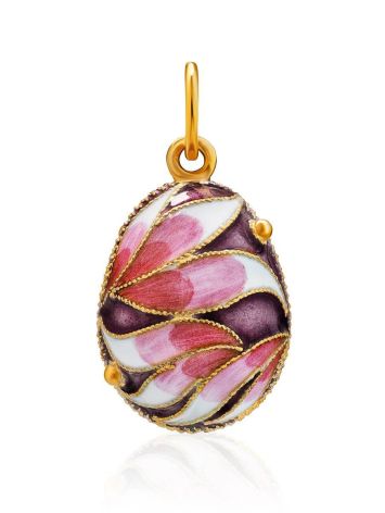Floral Design Pinkish Enamel Egg Shaped Pendant The Romanov, image 