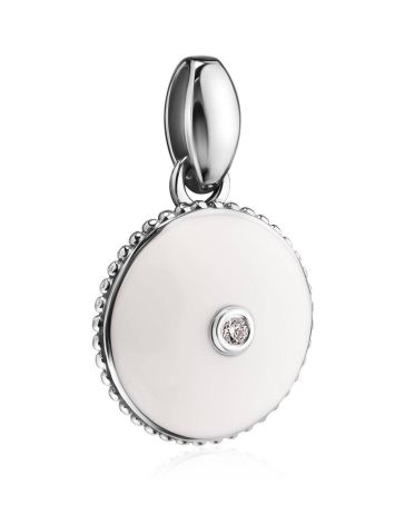 White Enamel Round Pendant With Diamond The Heritage, image , picture 3