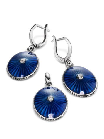 Blue Enamel Silver Dangles With Diamonds The Heritage, image , picture 3