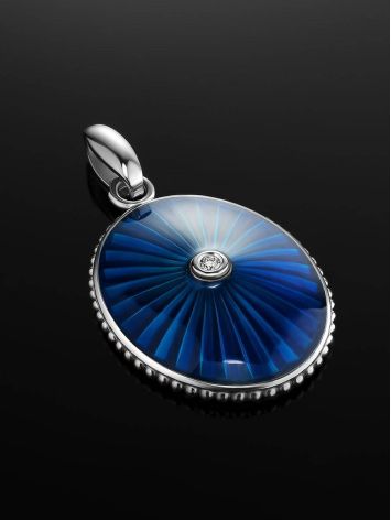 Blue Enamel Oval Pendant With Diamond The Heritage, image , picture 2