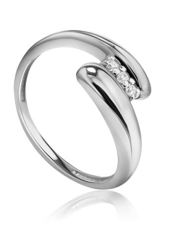 Silver Spiral Tension Ring With Crystals, Ring Size: 8 / 18, image 