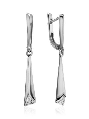 Fabulous Silver Crystal Dangle Earrings, image 