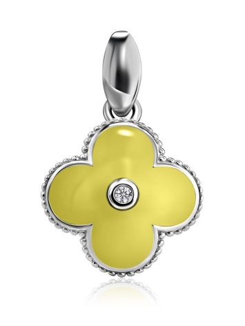 Silver Clover Shaped Pendant With Enamel With Diamond The Heritage, image 