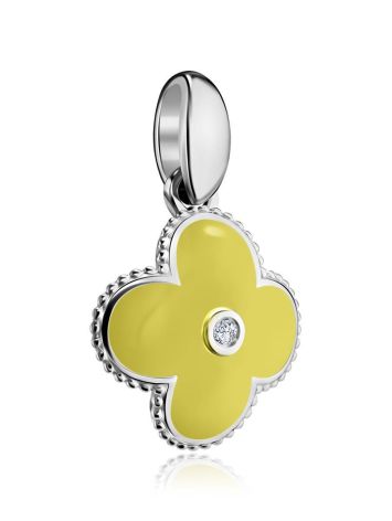 Silver Clover Shaped Pendant With Enamel With Diamond The Heritage, image , picture 3