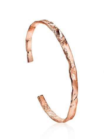 Trendy Textured Rose Gold Bangle Bracelet The Liquid, image 