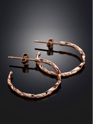 Delicate 18ct Rose Gold on Sterling Silver Hammered Hoop Earrings The Liquid, image , picture 2