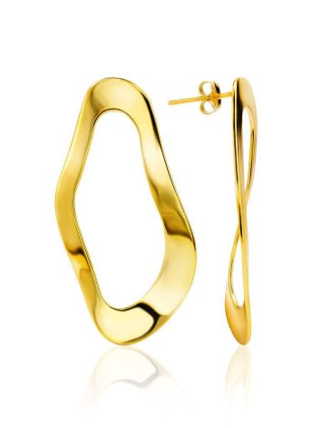 Abstract Design Gold Plated Silver Earrings The Liquid, image 