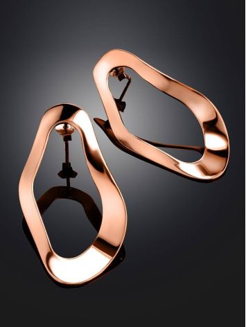 Abstract Design Rose Gold Plated Silver Earrings The Liquid, image , picture 2