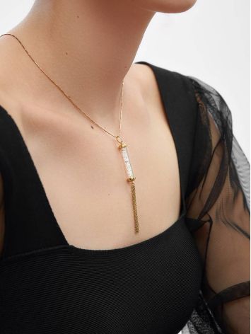 Gold Plated Silver Bar Pendant With Chain Tassel The Ice, image , picture 3