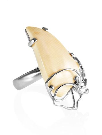 Silver Adjustable Ring With Mammoth Tusk The Era, Ring Size: Adjustable, image 