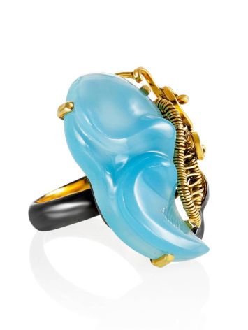 Mix Color Silver Cocktail Ring With Chalсedony The Serenade, Ring Size: Adjustable, image 