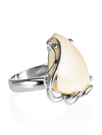 Handcrafted Silver Ring With Mammoth Tusk The Era, Ring Size: Adjustable, image 