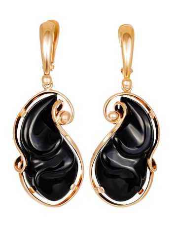 Gold Plated Silver Dangles With Onyx The Serenade, image 