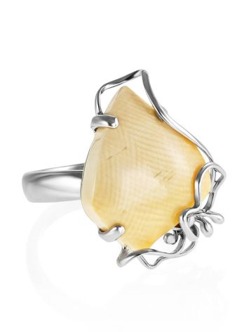 Unique Adjustable Silver Ring With Mammoth Tusk The Era, Ring Size: Adjustable, image 
